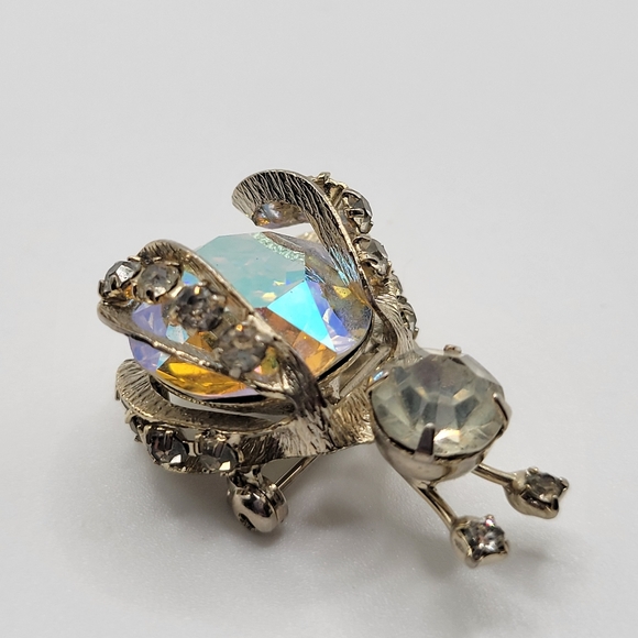 VTG Warner Fly Brooch | Silver Tone, Clear & AB Rhinestones | SIGNED - Picture 4 of 10